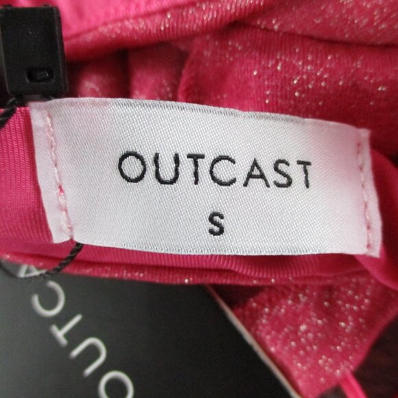 Outcast Miami Mini Dress Womens Small Hot Pink Shimmer Ruffles Party Nightlife - Picture 6 of 9